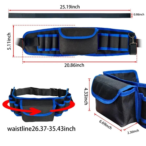 Heavy Duty Multi Pocket Tool Belt Pouch with Strap