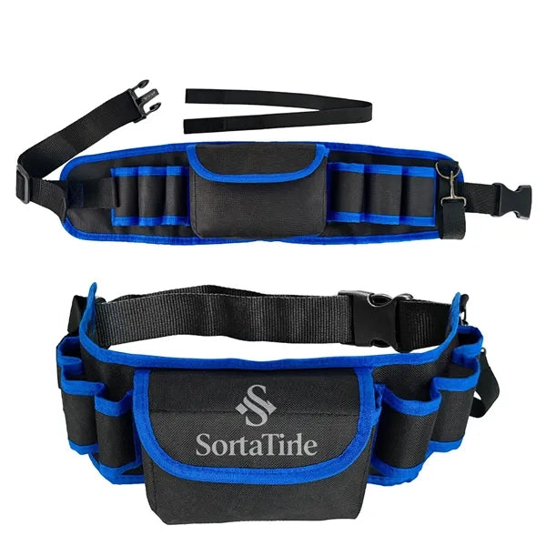 Heavy Duty Multi Pocket Tool Belt Pouch with Strap