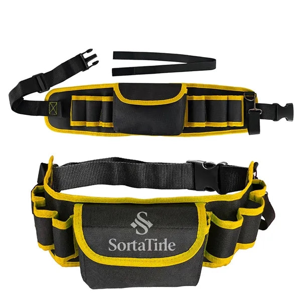 Heavy Duty Multi Pocket Tool Belt Pouch with Strap