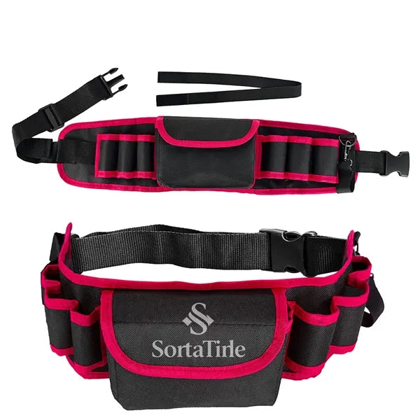 Heavy Duty Multi Pocket Tool Belt Pouch with Strap