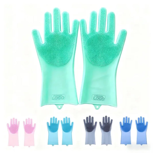Silicone Cleaning Gloves with Scrubbing Bristles