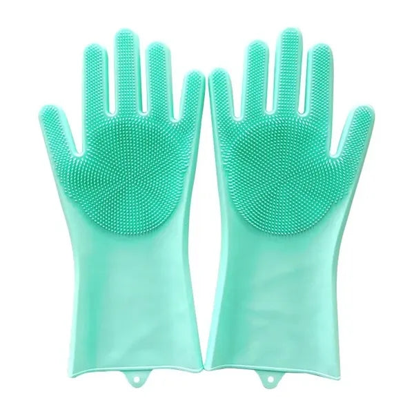 Silicone Cleaning Gloves with Scrubbing Bristles