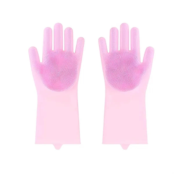 Silicone Cleaning Gloves with Scrubbing Bristles
