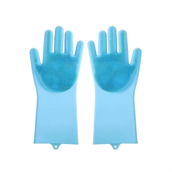 Silicone Cleaning Gloves with Scrubbing Bristles