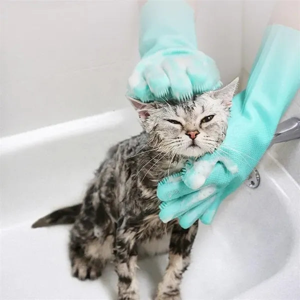 Silicone Cleaning Gloves with Scrubbing Bristles