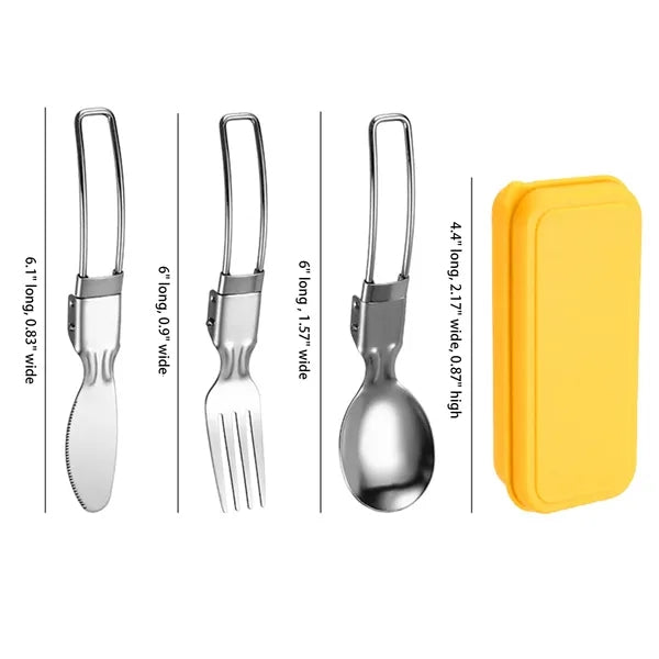 Travel Folding Cutlery Set Fork Spoon with Storage Box