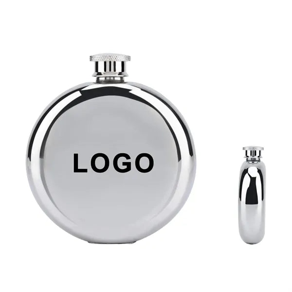 5 Oz. Mirror Finish Round Hip Flask