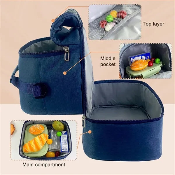 Large Double Deck Lunch Tote Bag