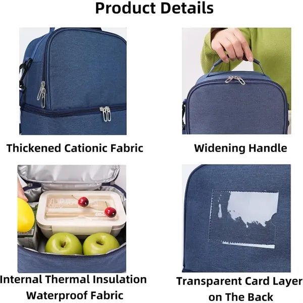 Large Double Deck Lunch Tote Bag