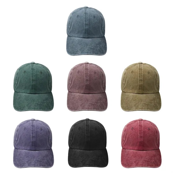 Cotton Unstructured Pigment Dye Dad Cap W/ Ponytail Slot