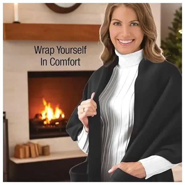 Fleece Wrap Shawl With Large Front Pockets