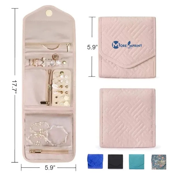 Foldable Travel Jewelry Organizer Case with Zipper Pockets
