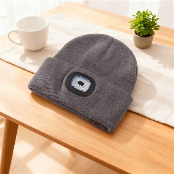 Acrylic fiber Knit Beanie Hat W/LED Light,USB Rechargeable