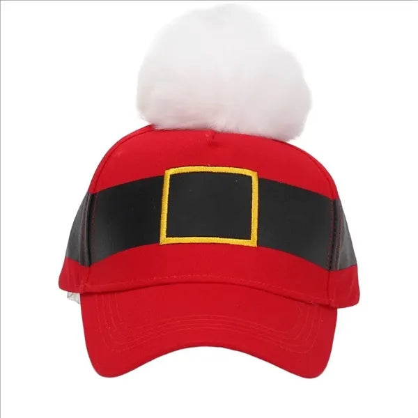 Christmas Baseball Cap With Fur Ball