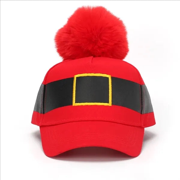 Christmas Baseball Cap With Fur Ball