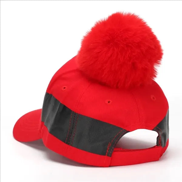 Christmas Baseball Cap With Fur Ball