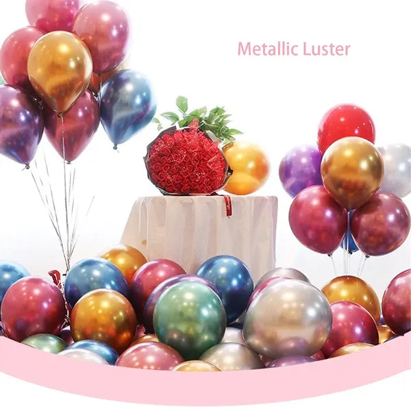 Assorted Rainbow Latex Balloons Macaron Sequins Metallic