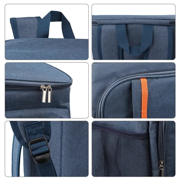23L Large Oxford Zipper Insulated Backpack Cooler Bag