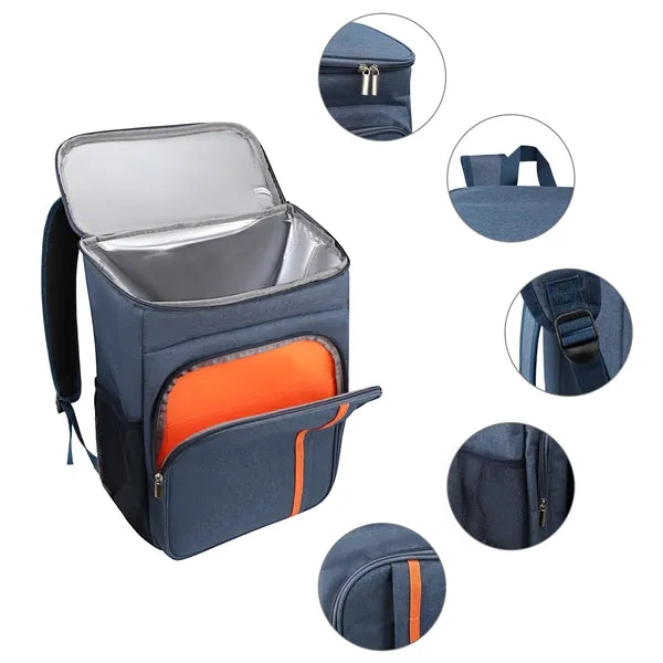 23L Large Oxford Zipper Insulated Backpack Cooler Bag