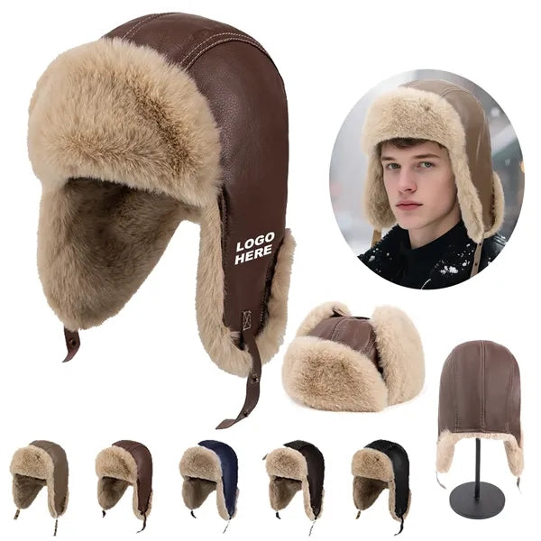 Winter Trapper Hat with Faux Fur Lining