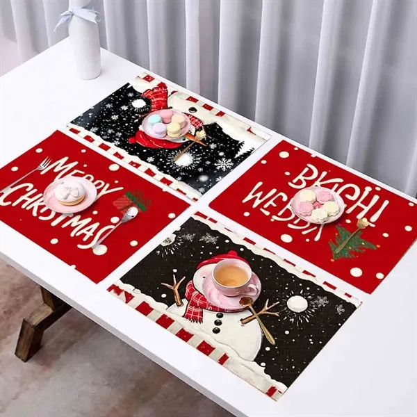 Christmas Print Linen Placemat