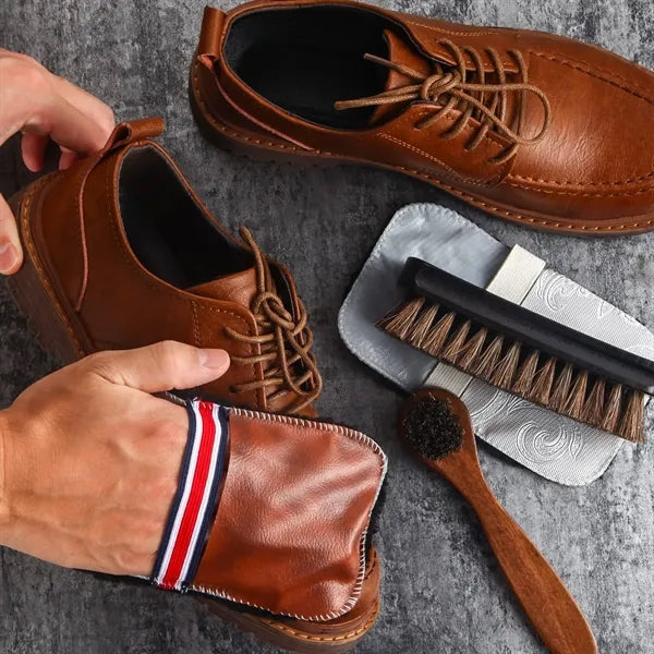 3-Piece Horsehair Shoe Cleaning Brush Set