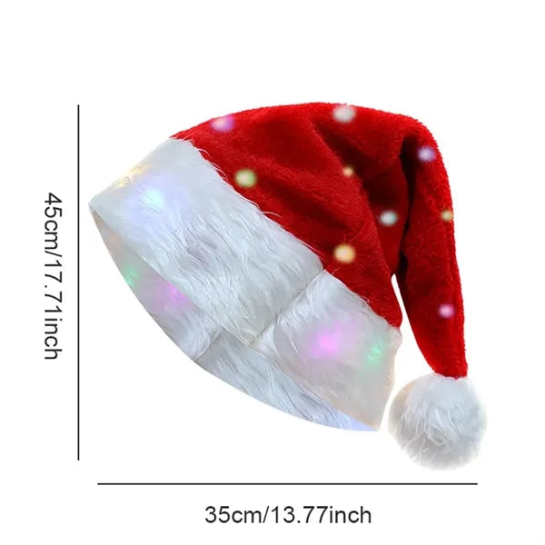 Large Bright Santa Hats Christmas Fur With LED Lights