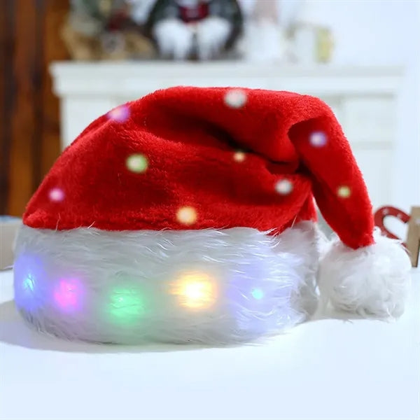 Large Bright Santa Hats Christmas Fur With LED Lights