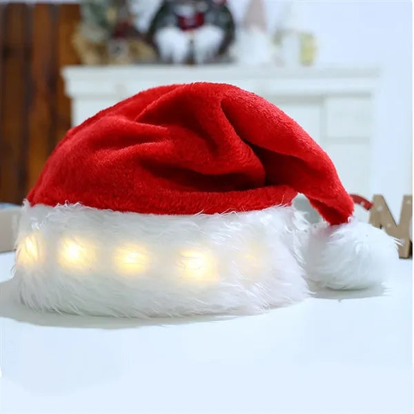 Large Bright Santa Hats Christmas Fur With LED Lights