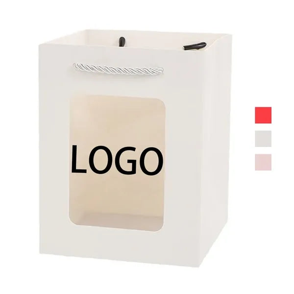Clear Paper Gift Bags with Window Shopping with Handles