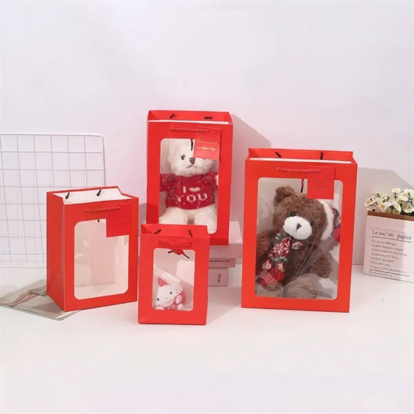 Clear Paper Gift Bags with Window Shopping with Handles