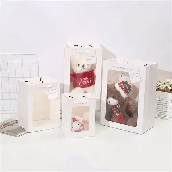 Clear Paper Gift Bags with Window Shopping with Handles