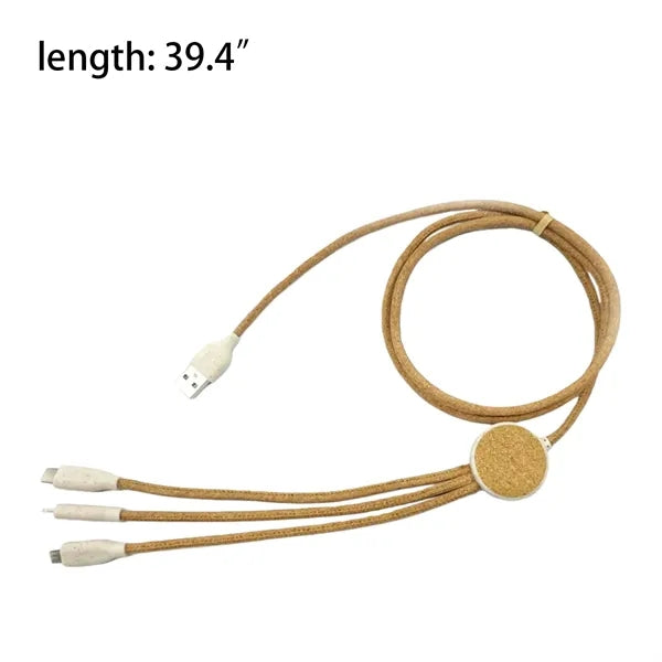 Eco Friendly Cork Multi Charging Cable Customizable Design