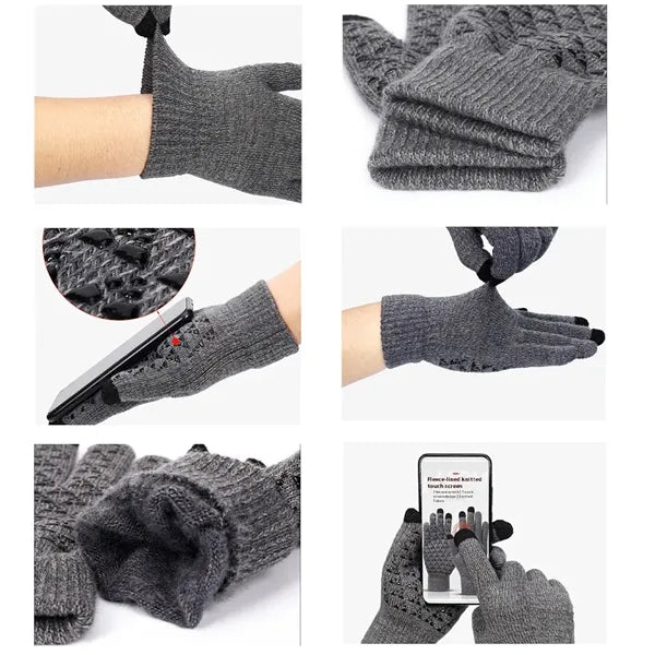 Acrylic Touchscreen Winter Warm Anti Slip Elastic Gloves