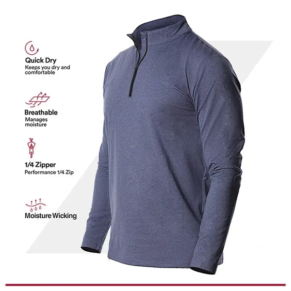 Men's Quarter Zip Up Pullover Long Sleeve Sweatshirt
