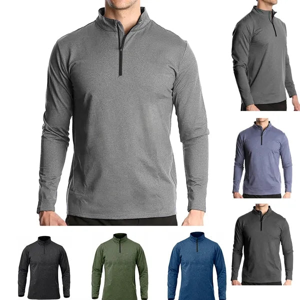 Men's Quarter Zip Up Pullover Long Sleeve Sweatshirt