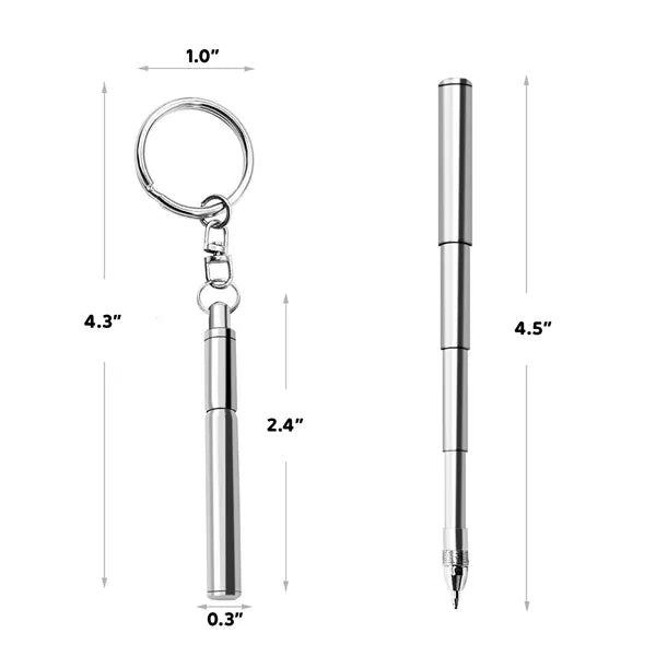 Mini Stainless Steel Telescopic Keychain Pen