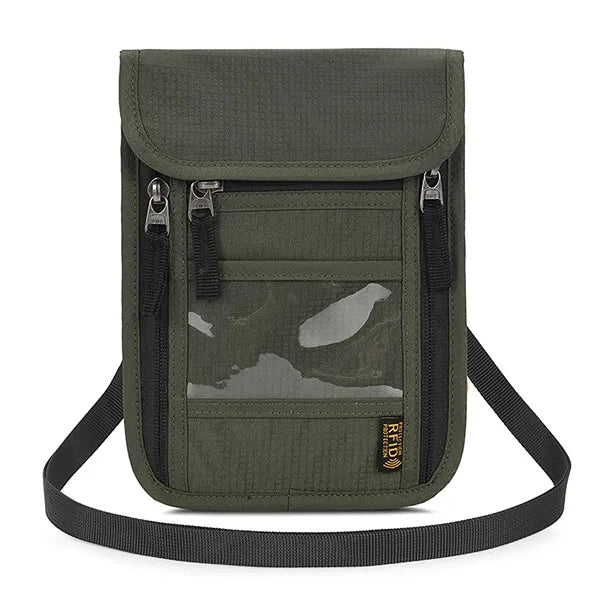 RFID Blocking Neck Wallet w/ Clear ID Window