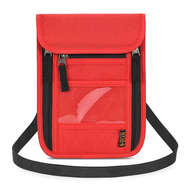RFID Blocking Neck Wallet w/ Clear ID Window