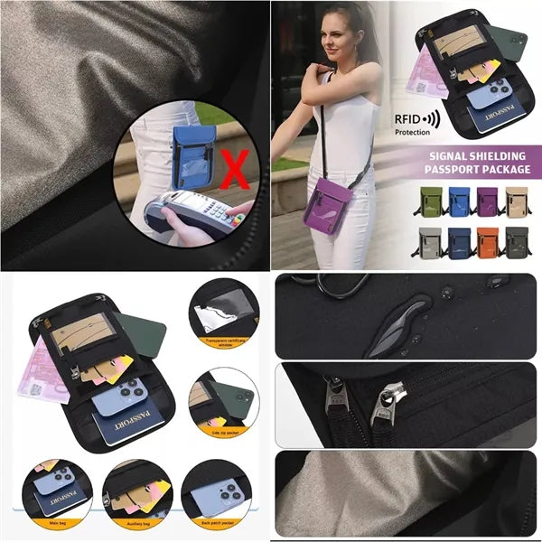 RFID Blocking Neck Wallet w/ Clear ID Window