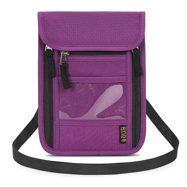 RFID Blocking Neck Wallet w/ Clear ID Window