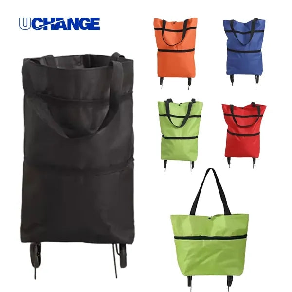 Foldable Rolling Shopping Tote With Wheels