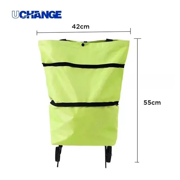 Foldable Rolling Shopping Tote With Wheels