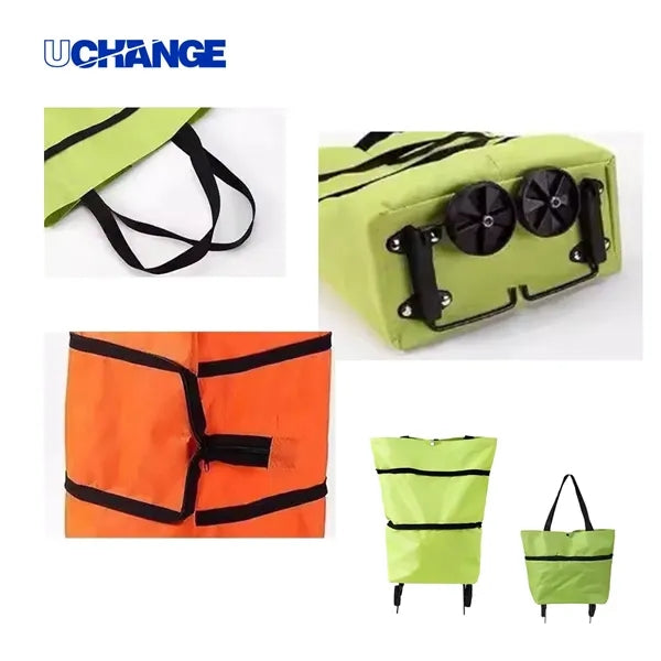 Foldable Rolling Shopping Tote With Wheels