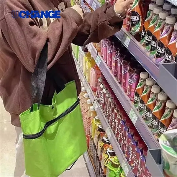 Foldable Rolling Shopping Tote With Wheels