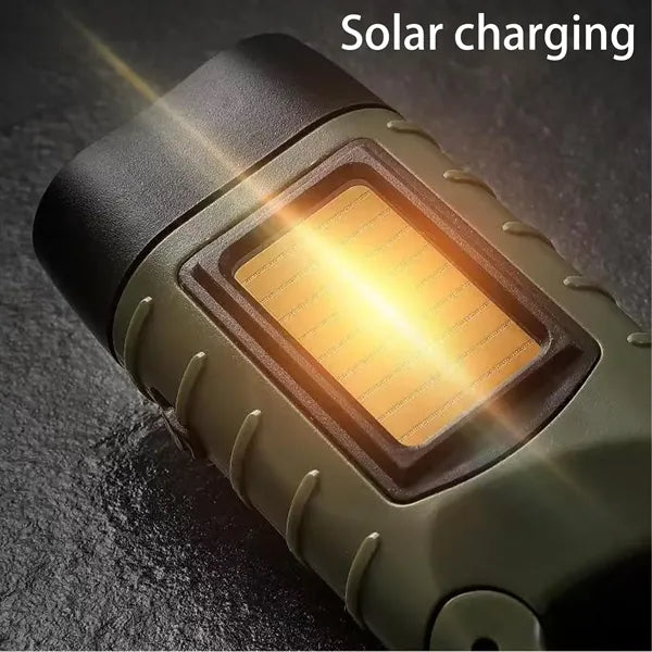 Solar Hand Crank Powered Flashlight for Outdoor Adventures