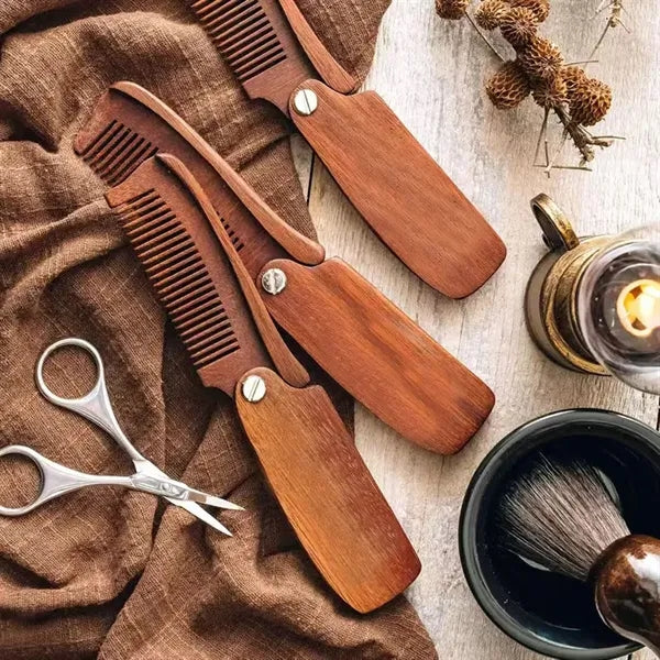 Premium Foldable Wooden Comb Stylish Grooming Accessory