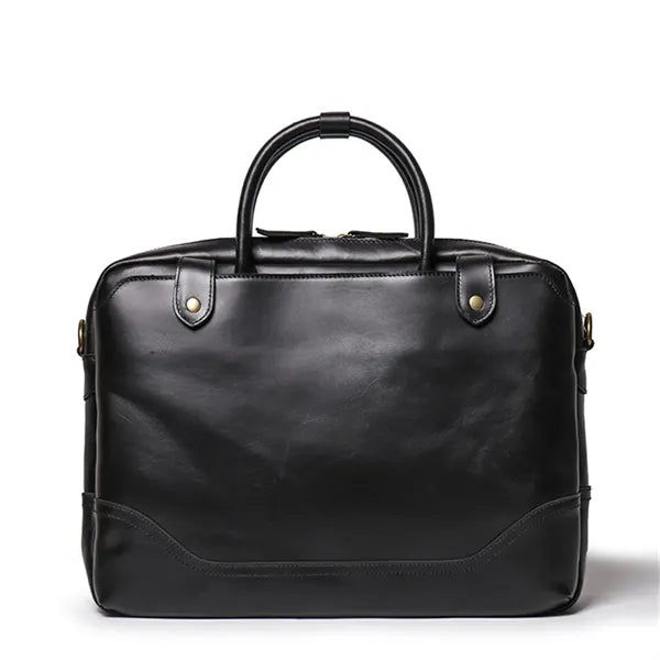 15in Leather Briefcase for Men with Shoulder Strap