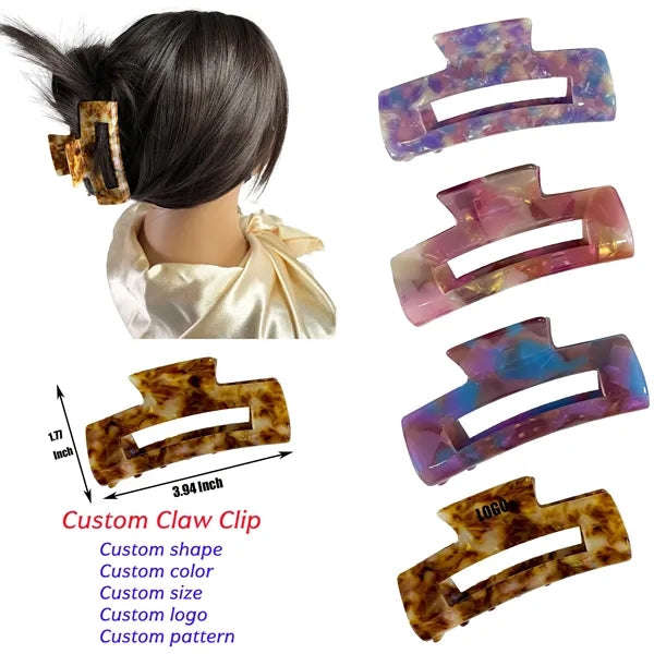 New Style 3.94Inch Large Rectangular Acetate Hair Clip