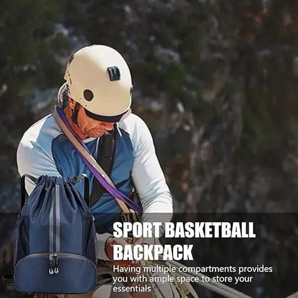 Basketball Sports Drawstring Backpack with Shoe Compartment